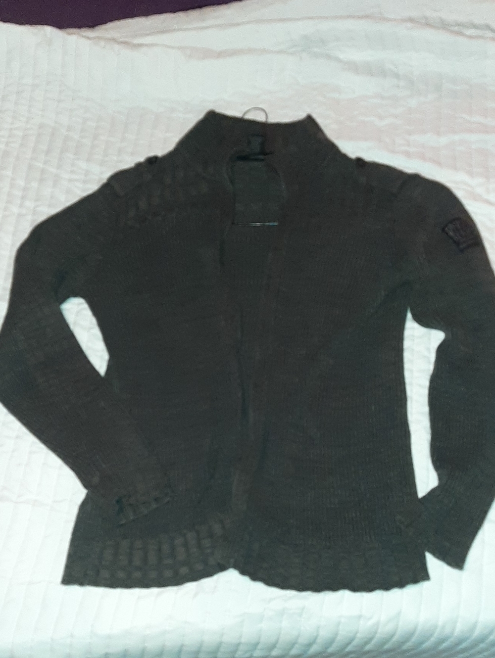 Calvin Klein Charcoal Knit Zip-Front Cardigan